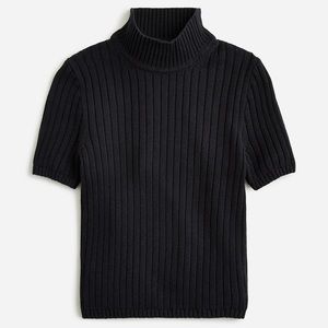 J. Crew Cotton-blend short-sleeve turtleneck sweater in Black size sm